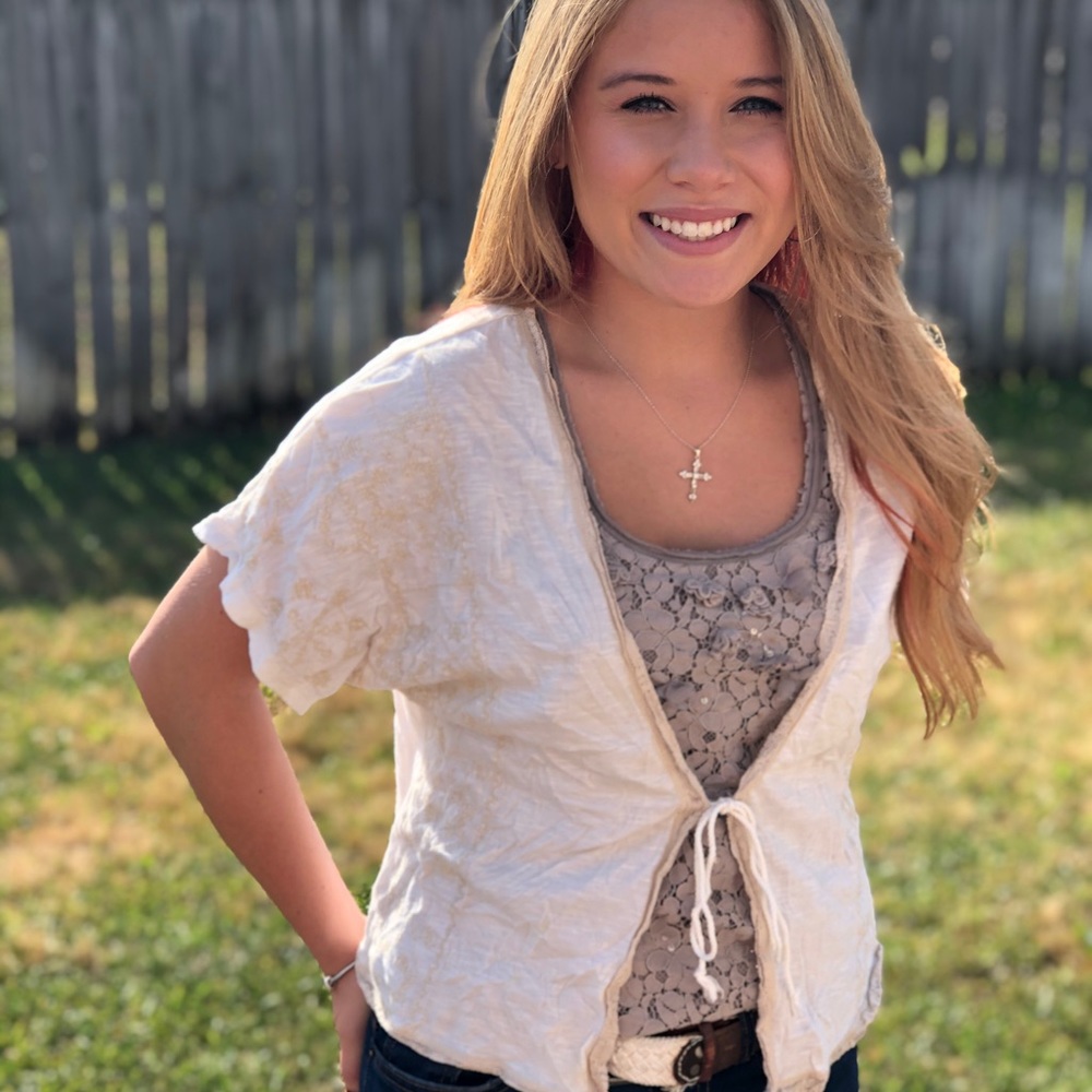 White/cream cotton tie cardigan